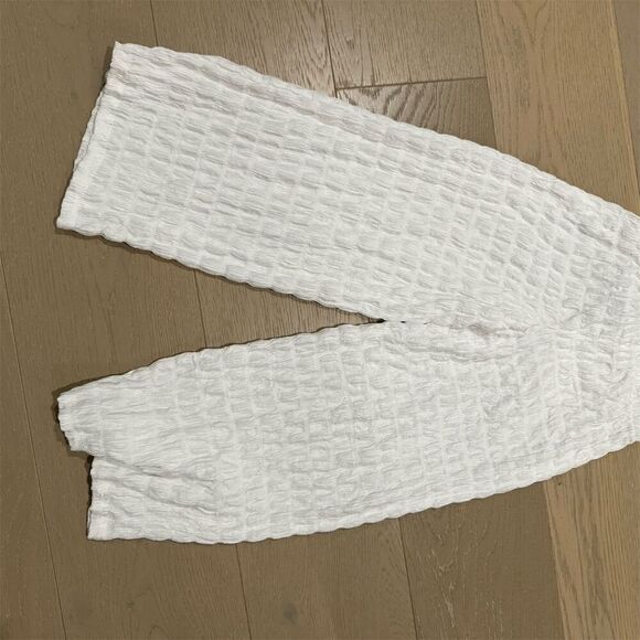 Zara Girls Wide-Leg White Pants Size 8 Elastic Waist Casual - Picture 2 of 3